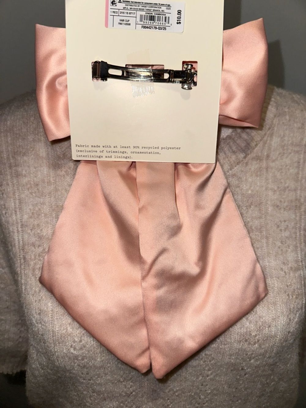 a new day Pink Red Scalloped Embroidered Hearts Bow Tie Hair Clip - Picture 6 of 6